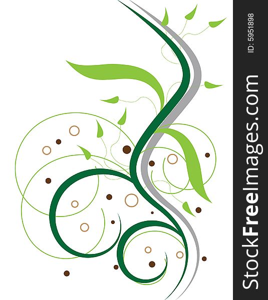 A Leafy Plant is Featured in an Abstract Floral Illustration. A Leafy Plant is Featured in an Abstract Floral Illustration.