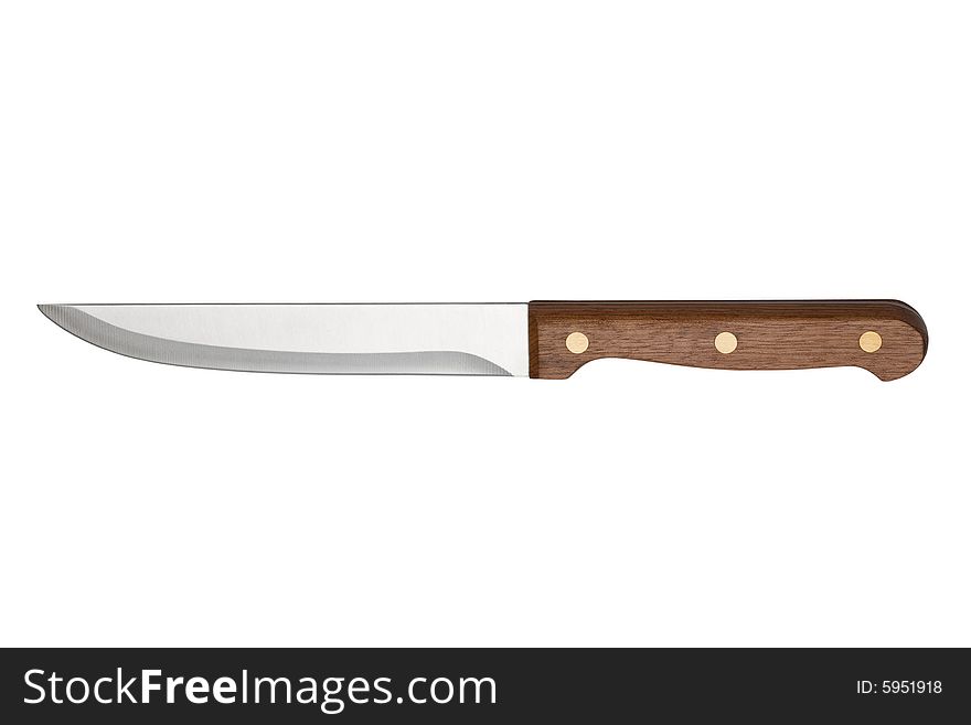 New kitchen knife on a white background