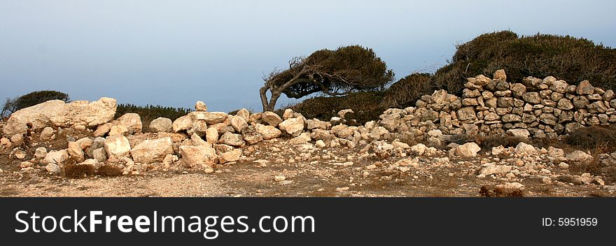 Windy Day: landscape on a Greece island