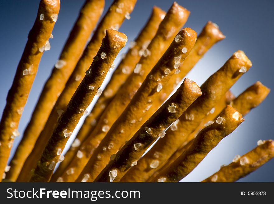 Group of pretzel sticks with  brightly lit background. Group of pretzel sticks with  brightly lit background