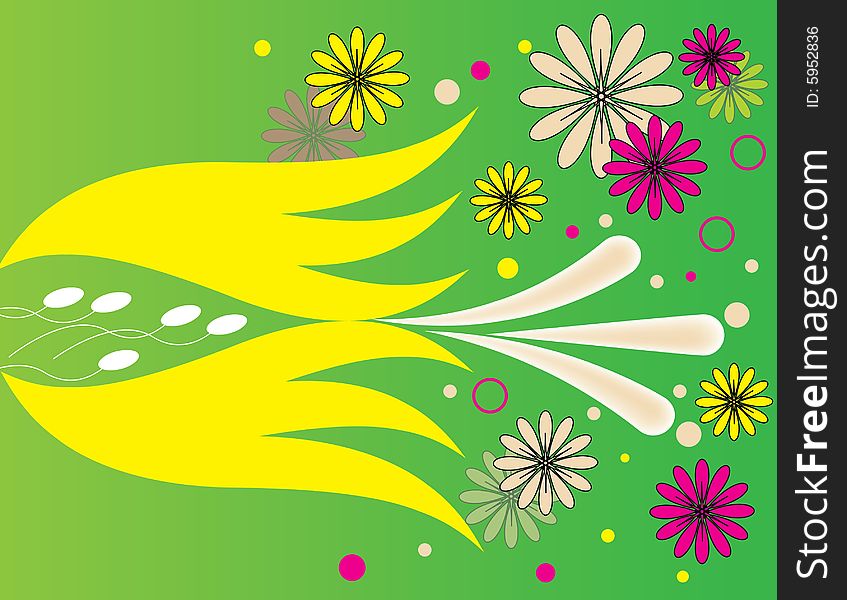 Flowers in a Garden are Featured in an Abstract Illustration. Flowers in a Garden are Featured in an Abstract Illustration.