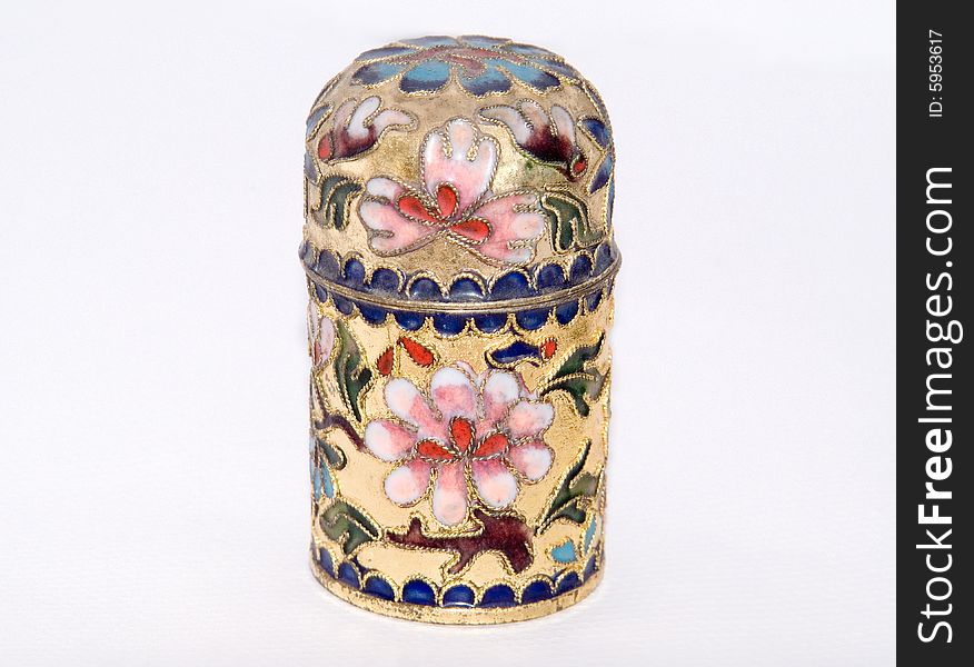 This is the colse-up of a toothpick pot. It is made in Chinese traditional cloisonne technical. This is the colse-up of a toothpick pot. It is made in Chinese traditional cloisonne technical.