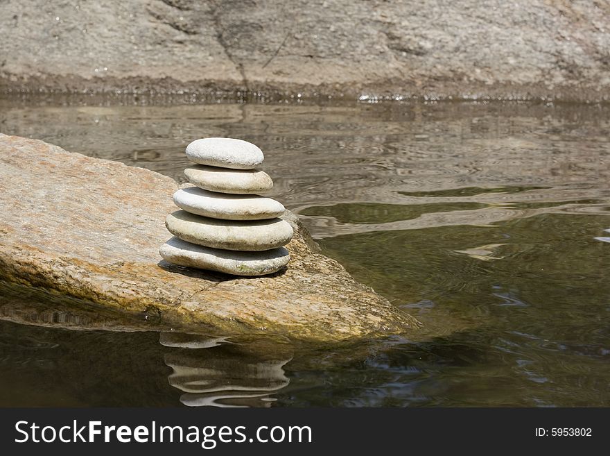 Stones stacked up at the river