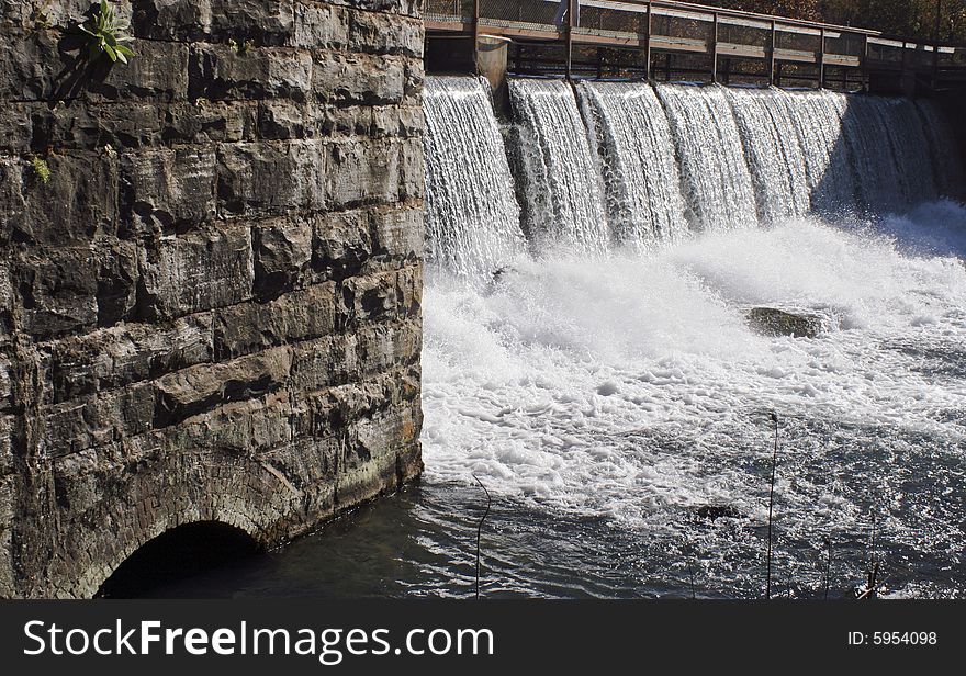 Dam and water fall, beginning of Spring River. Dam and water fall, beginning of Spring River