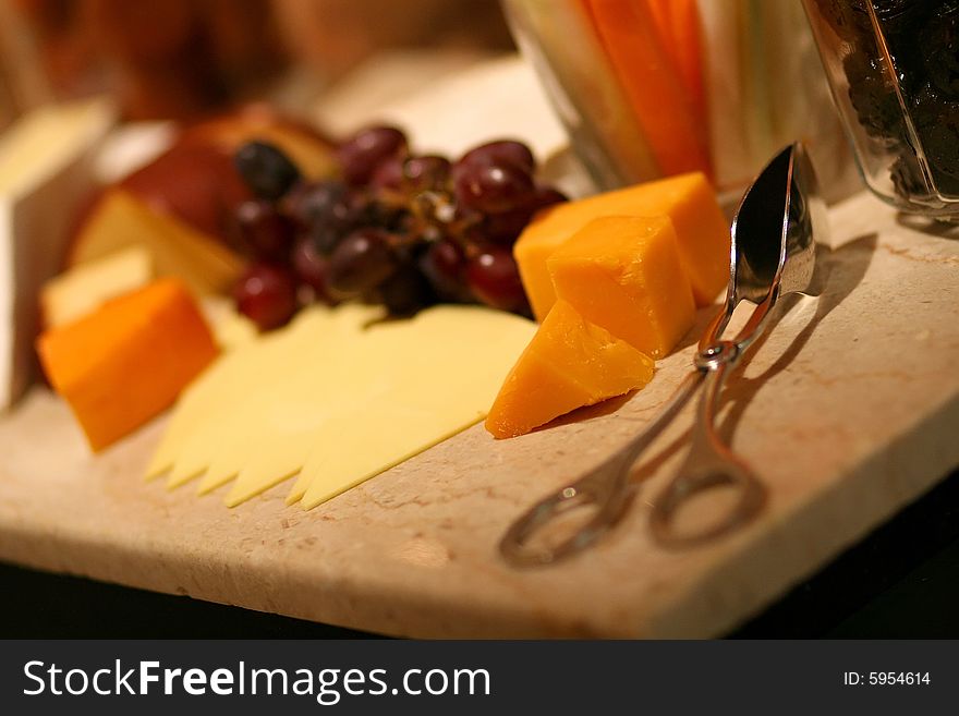 Selection of gourmet cheeses arranged beautifully. Selection of gourmet cheeses arranged beautifully