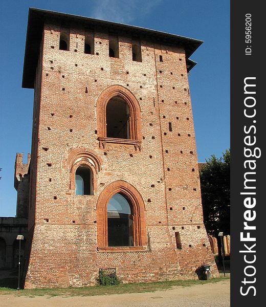 View of castle tower by Bramante in Vigevano near Milan. View of castle tower by Bramante in Vigevano near Milan