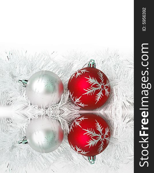 New Year's card. Spheres on a white background