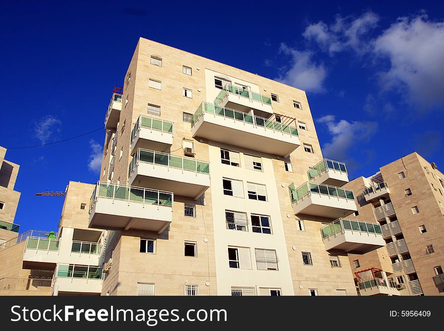 Apartment Building with Glass Balconies