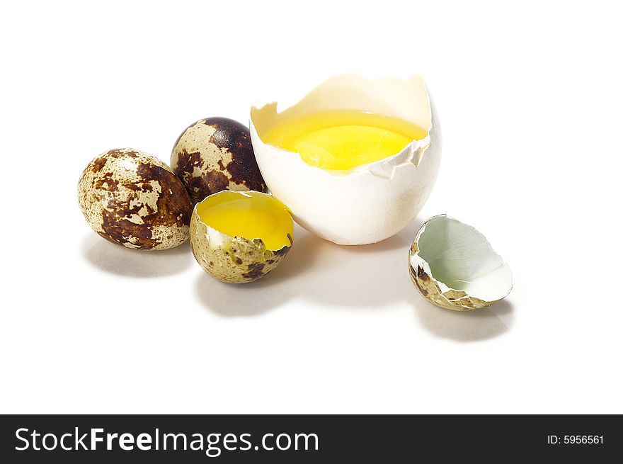 Fresh broken eggs isolated on a white background