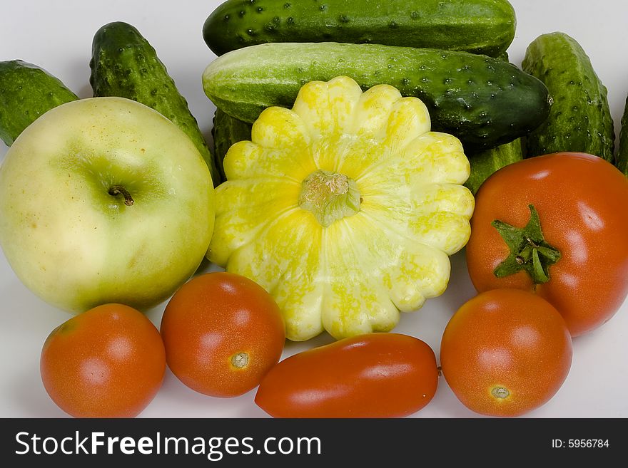 A pile of vegetables isolated on a white background