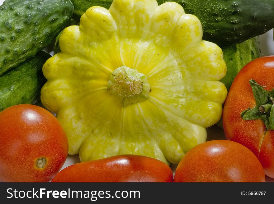 A pile of vegetables isolated on a white background