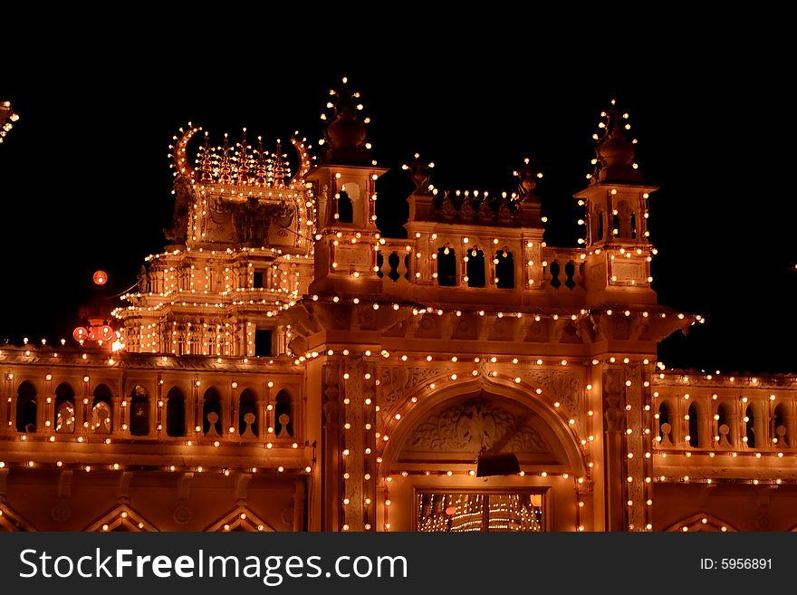 A beautiful Mysore temple festival lighting. A beautiful Mysore temple festival lighting.