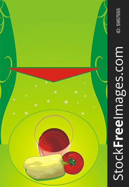 Pepper and tomato. Vegetable juice. Abstract background for wrapping. Vector