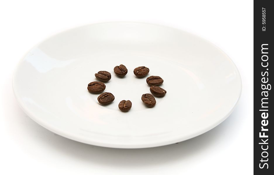 Coffee beans texture on a white background