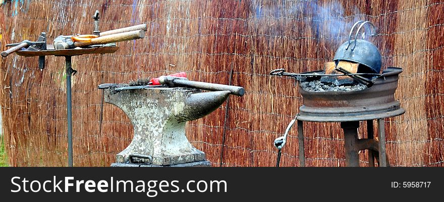 A shot of some tools used by the local blacksmith. A shot of some tools used by the local blacksmith