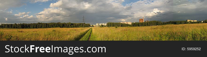 Russian landscape of an evening field. The Moscow area. Russian landscape of an evening field. The Moscow area