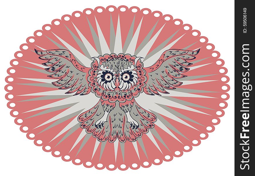 Decorative graphic owl with abstract ornament illustration. Decorative graphic owl with abstract ornament illustration.