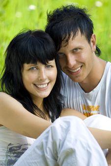 A Young Couple Having Fun In The Park Stock Images
