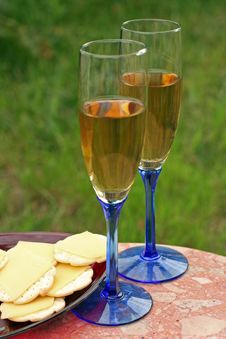 Glasses White Wine, Cheese, Crackers Royalty Free Stock Photo Glasses White Wine, Cheese, Crackers Royalty Free Stock Photo