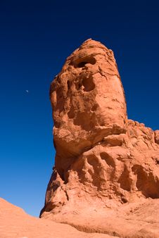 Red Rock With Moon Under Blue Sky Stock Image Red Rock With Moon Under Blue Sky Stock Image
