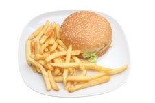Hamburger And Fries Stock Images