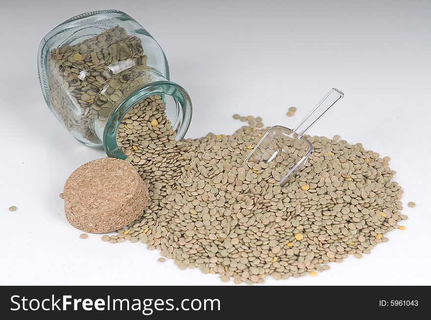 Green Lentil In Glass Jar