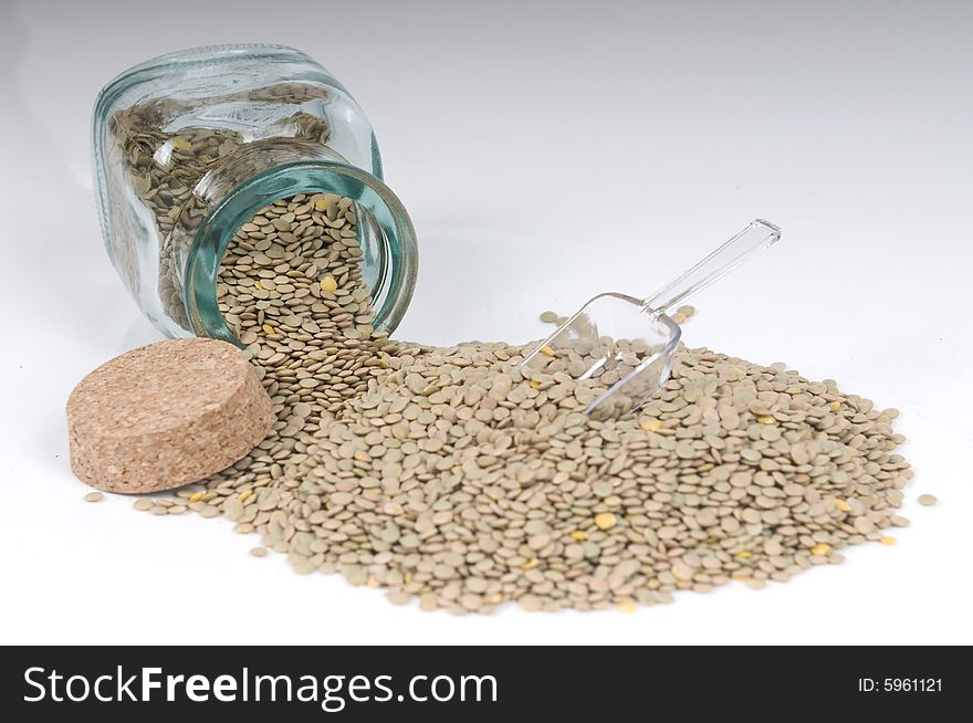 Green Lentil in a glass Jar