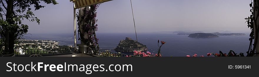 View of Aragonese Castle Ischia Napoli. View of Aragonese Castle Ischia Napoli