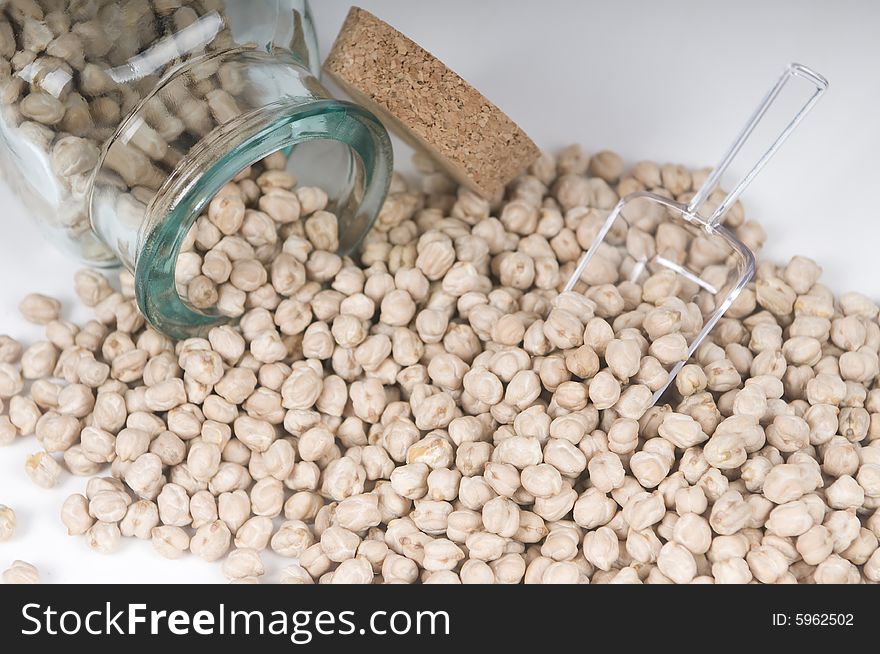 Bulk Chick Peas In A Glass Container