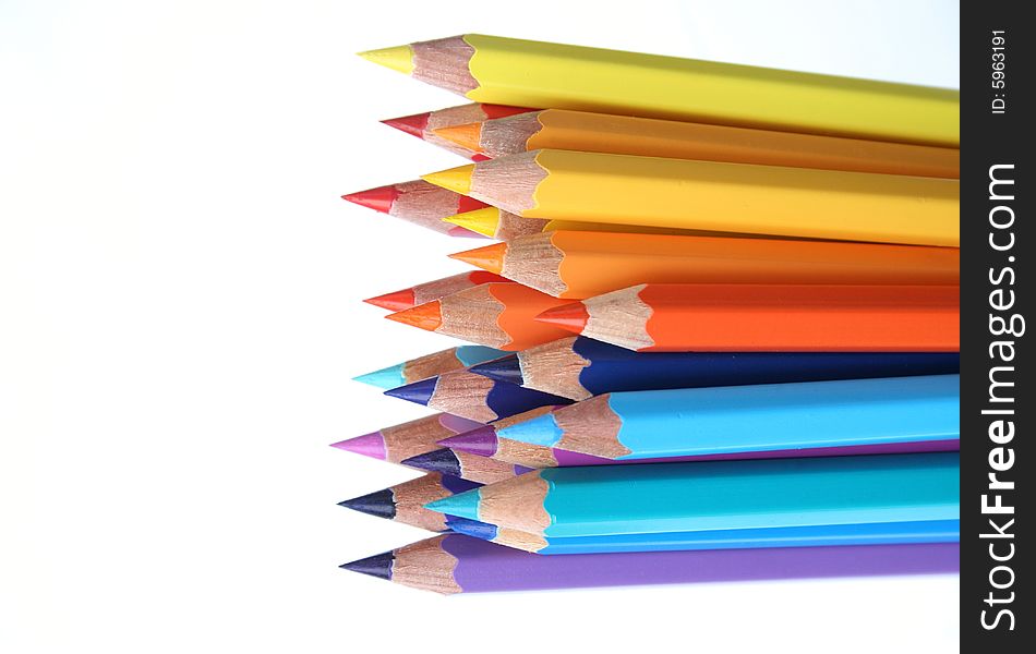 Mix of Color-Pencils on white background. Mix of Color-Pencils on white background