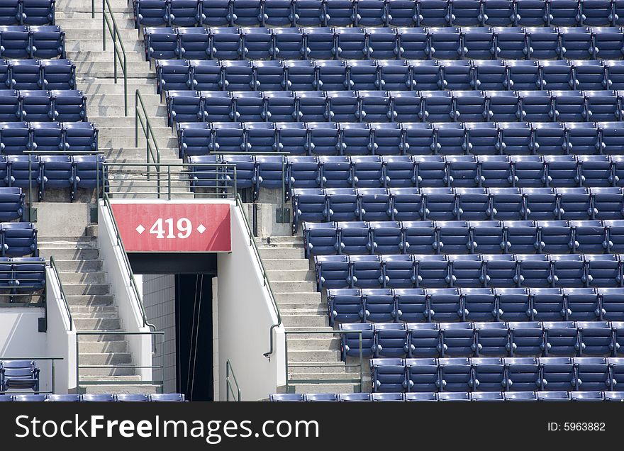 Empty seats in baseball venue. Empty seats in baseball venue