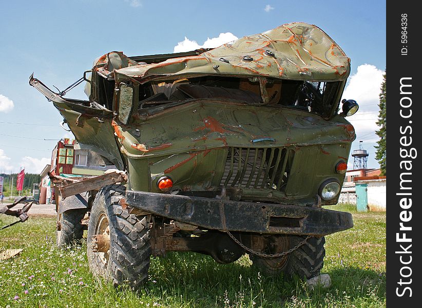 Crushed car