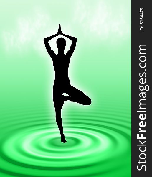 Yoga pose and attitude on the water ripple. Yoga pose and attitude on the water ripple