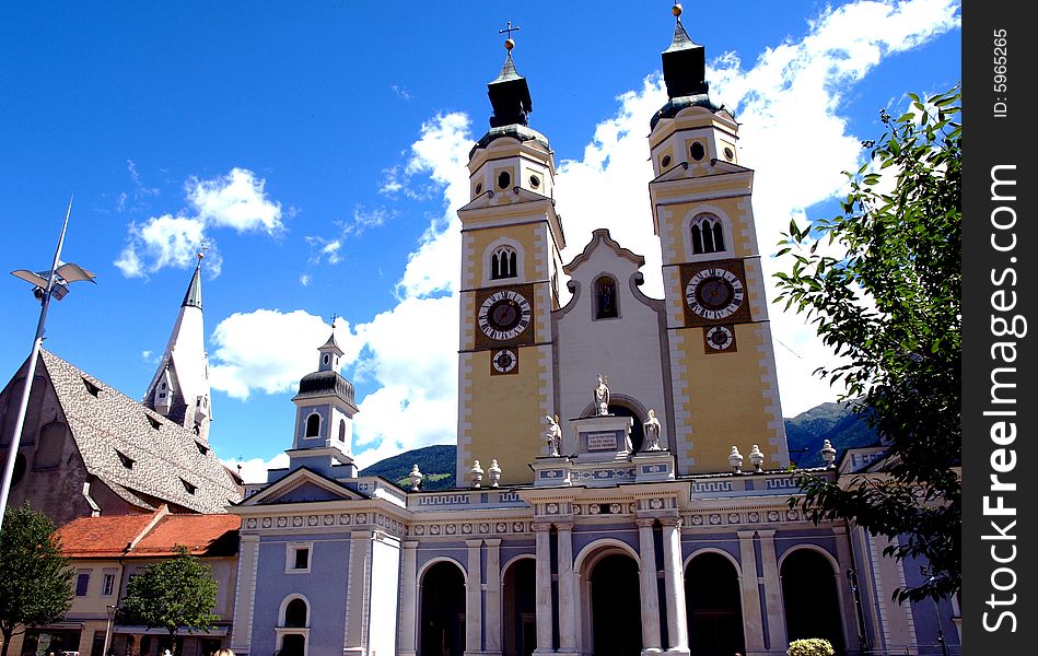 A landscape of the two Cathedrals of Bressanone