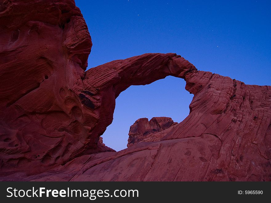 Red Rock Arch Under Blue Sky