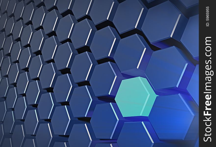 Hexagone blue glowing 3d background. Hexagone blue glowing 3d background.
