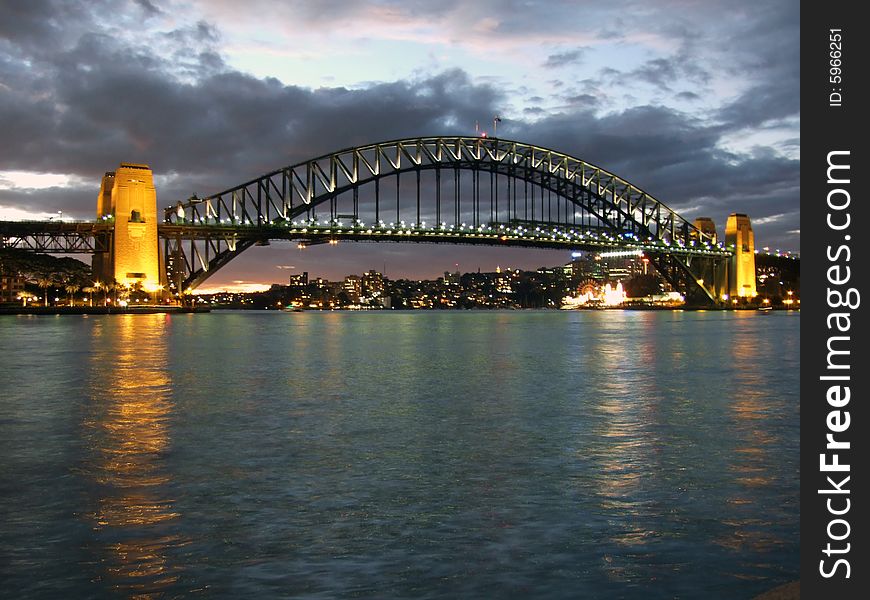 View from the harbour to the Bridge. View from the harbour to the Bridge