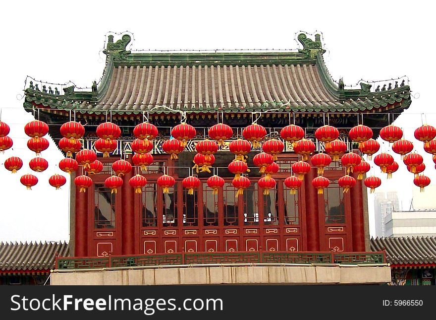 Beautiful scene beautiful lanterns and building. Beautiful scene beautiful lanterns and building