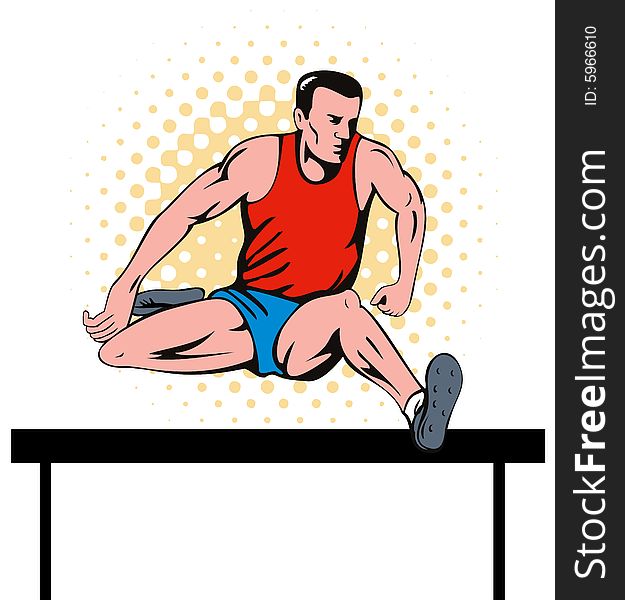 Vector art of an athlete jumping hurdle isolated on white background. Vector art of an athlete jumping hurdle isolated on white background