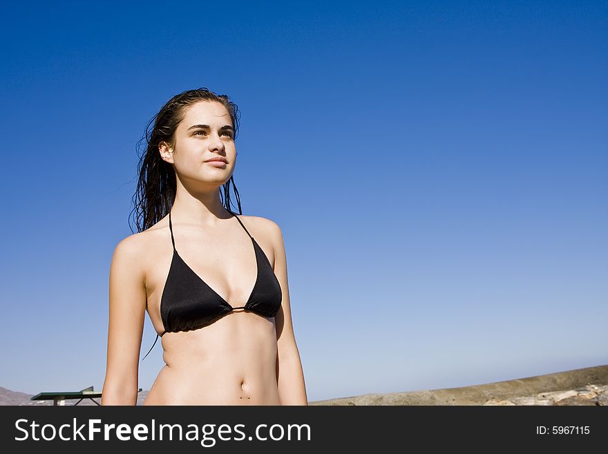 Young beautiful bikini woman