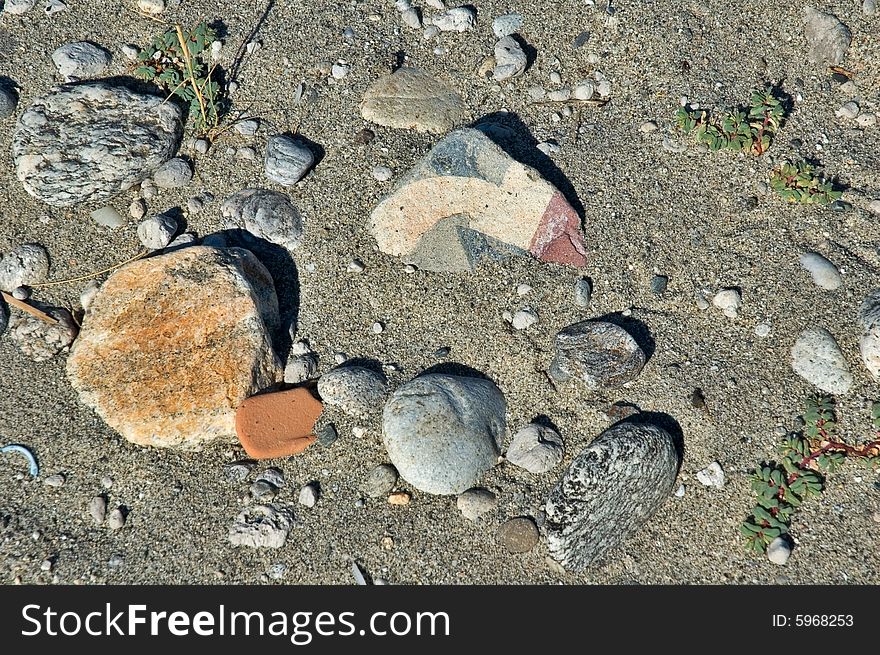 Pebbles and debris