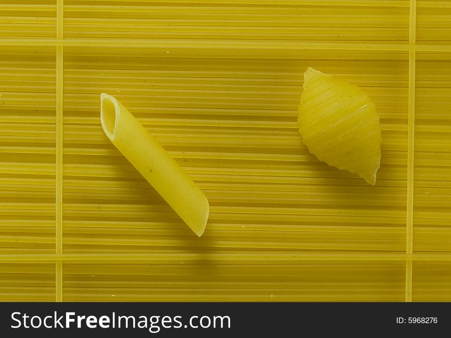 Dried spagetti and macaroni. Macro