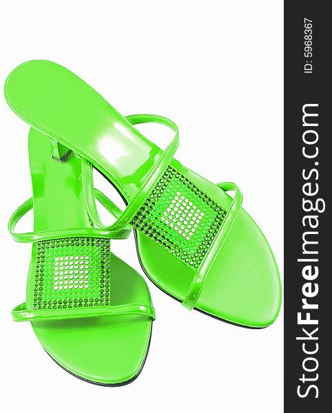 Sexy green shoes isolated on white