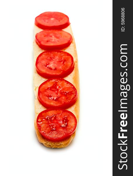 Sandwich With Tomato Isolated On White