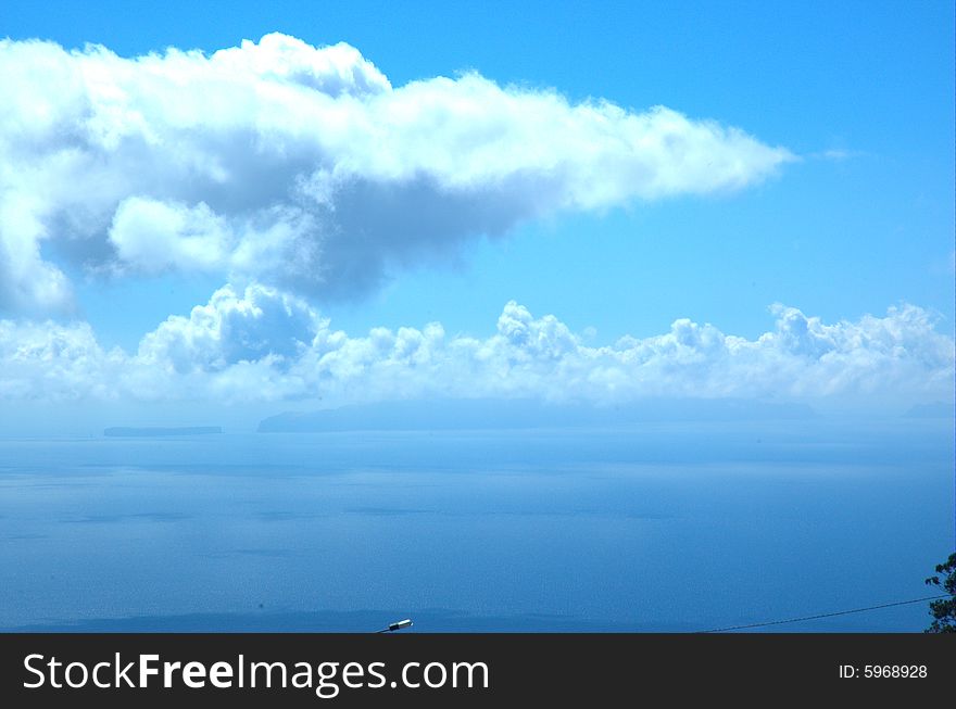 Clouds over the Atlantic Ocean on the island of Madeira, Portugal.