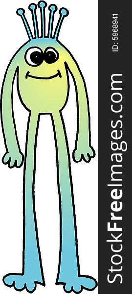 One alien on white background. vector image