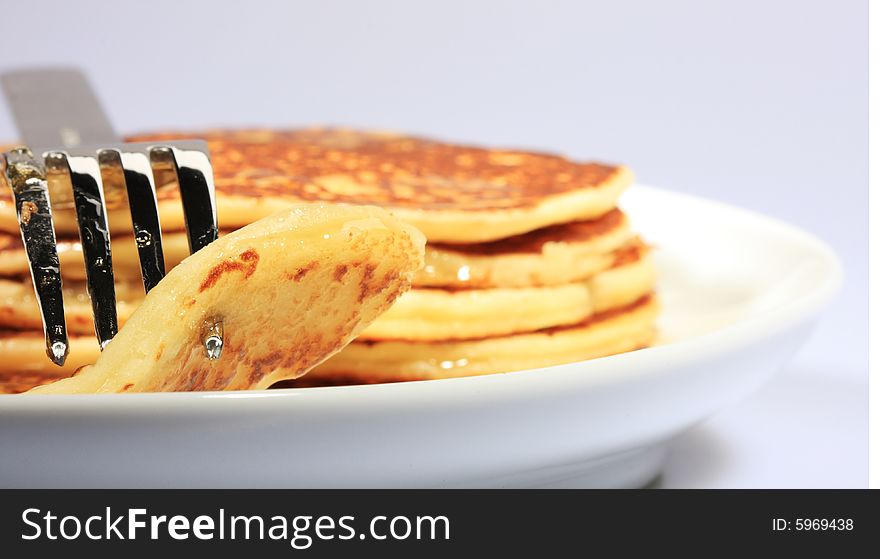 Pile of american pancakes with syrup. Pile of american pancakes with syrup