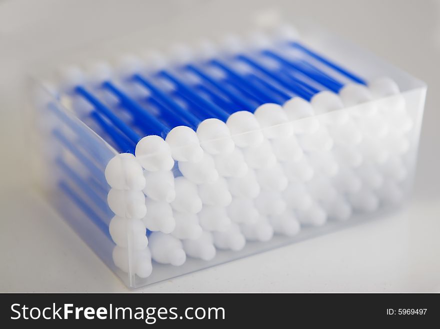 Cotton buds in the plastic box