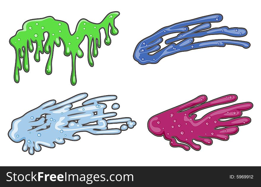 A set of color vector splashes. A set of color vector splashes.