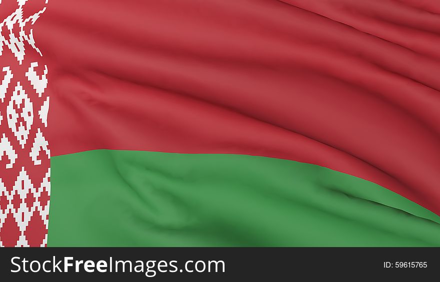 Waving flag of Belarus. 3D render